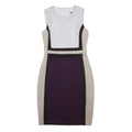 CALVIN KLEIN Womens White Beige & Purple Colourblock Sheath Dress Sleeveless S