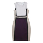 CALVIN KLEIN Womens White Beige & Purple Colourblock Sheath Dress Sleeveless S
