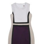 CALVIN KLEIN Womens White Beige & Purple Colourblock Sheath Dress Sleeveless S