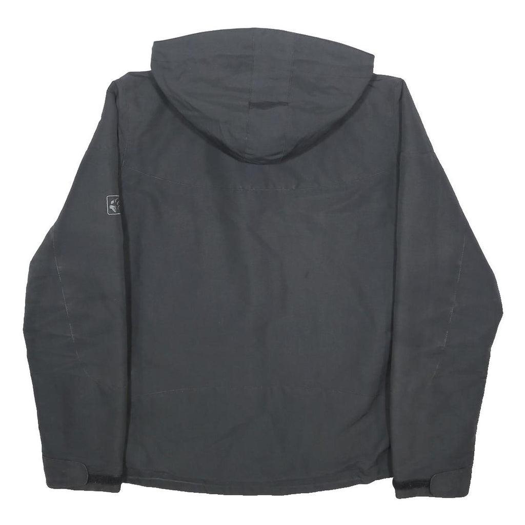 JACK WOLFSKIN Womens Black Outdoor Jacket UK 16 Polyester Woven Plain Zip Hooded