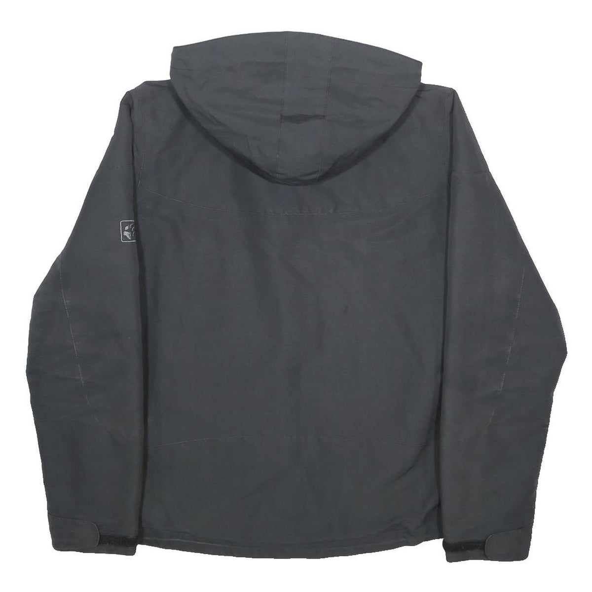 JACK WOLFSKIN Womens Black Outdoor Jacket UK 16 Polyester Woven Plain Zip Hooded
