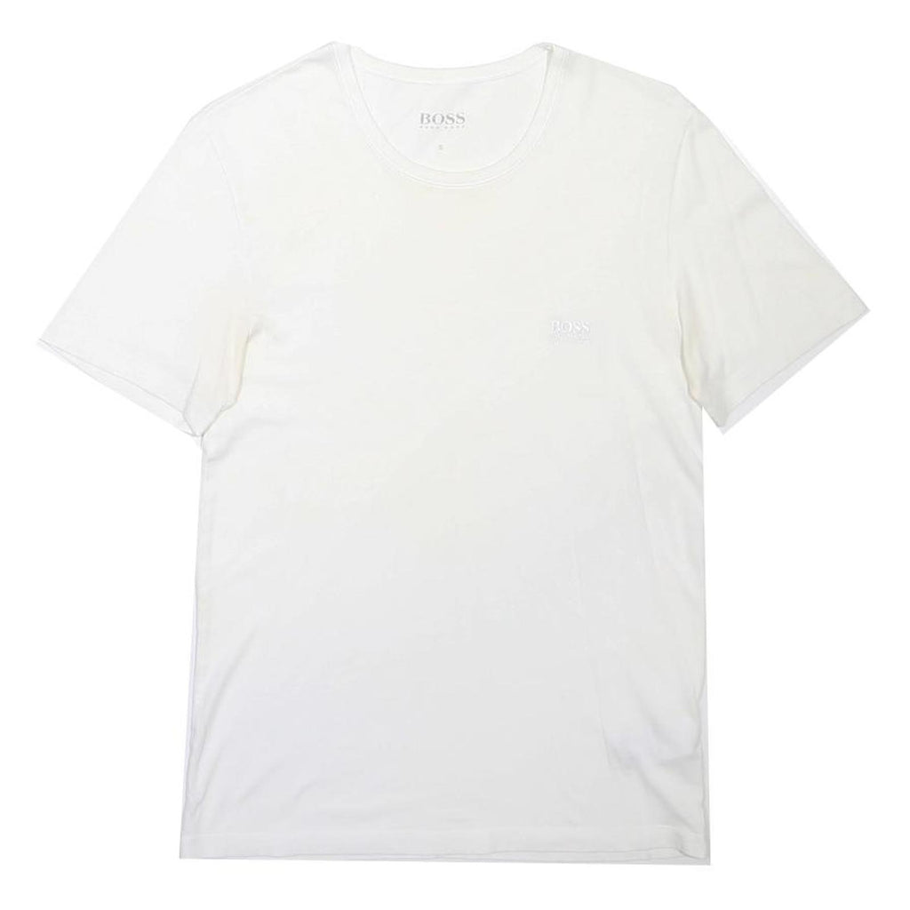 BOSS HUGO BOSS Mens White Crew Neck Short Sleeve T-Shirt S Cotton Blend Simple