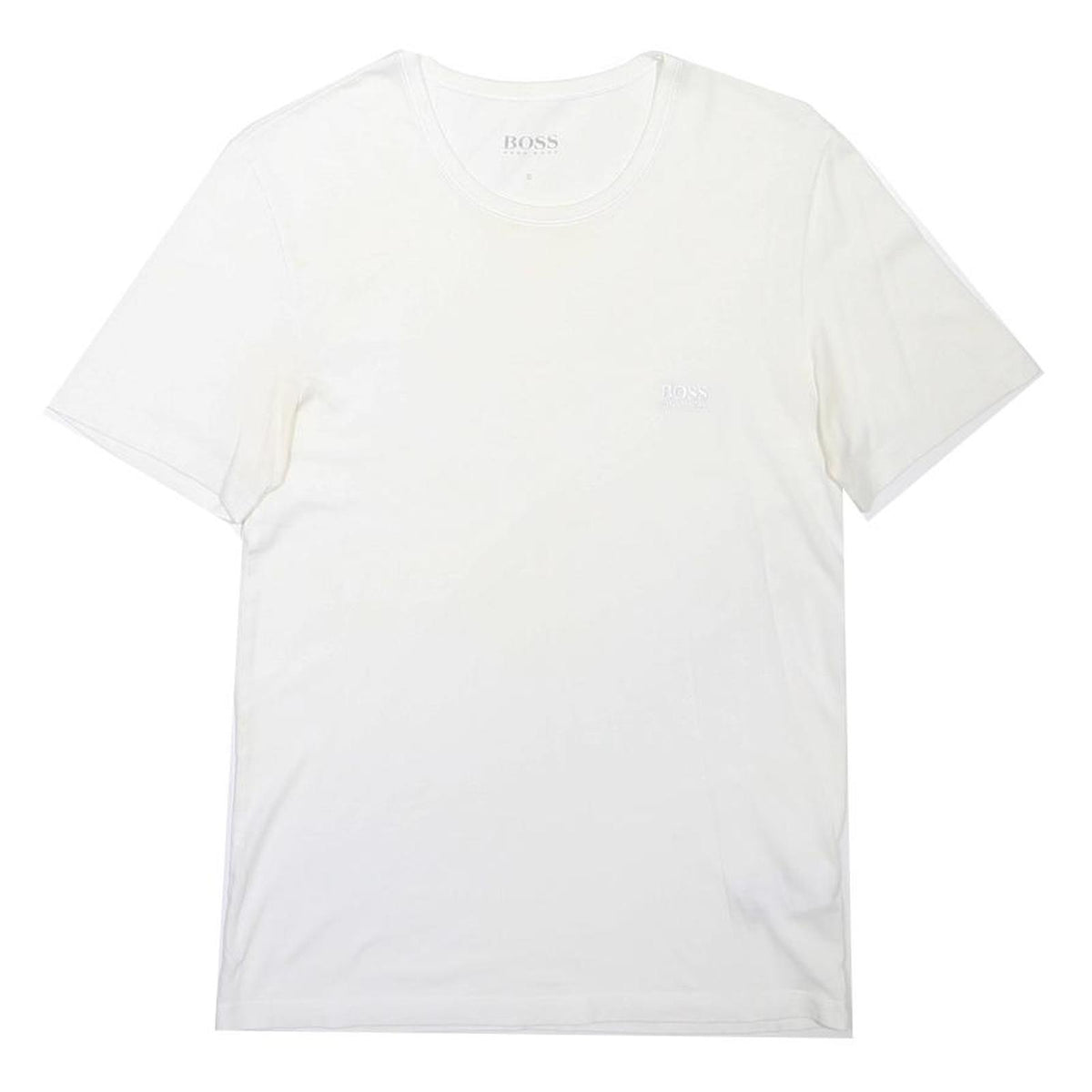 BOSS HUGO BOSS Mens White Crew Neck Short Sleeve T-Shirt S Cotton Blend Simple