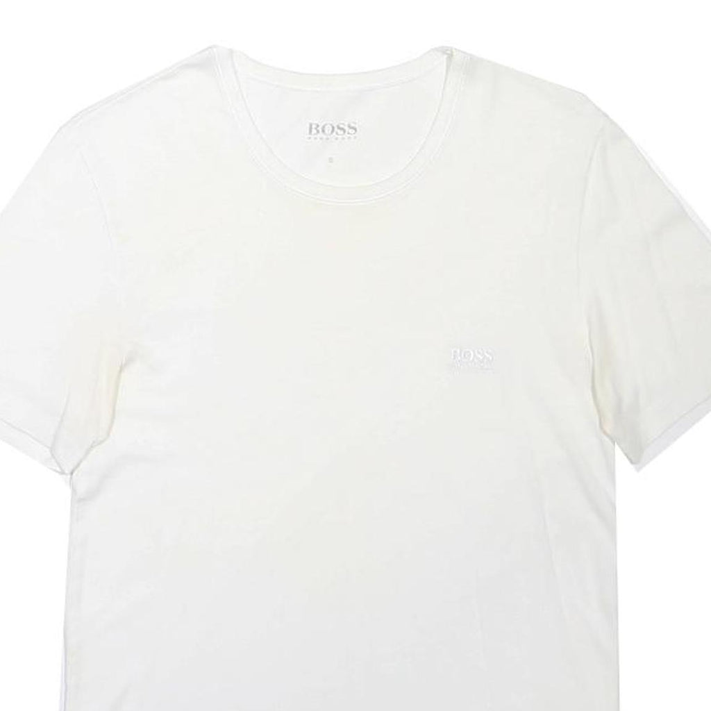 BOSS HUGO BOSS Mens White Crew Neck Short Sleeve T-Shirt S Cotton Blend Simple
