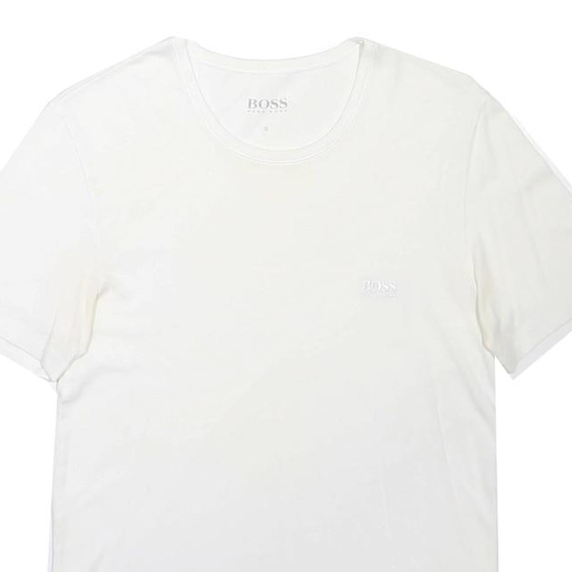 BOSS HUGO BOSS Mens White Crew Neck Short Sleeve T-Shirt S Cotton Blend Simple