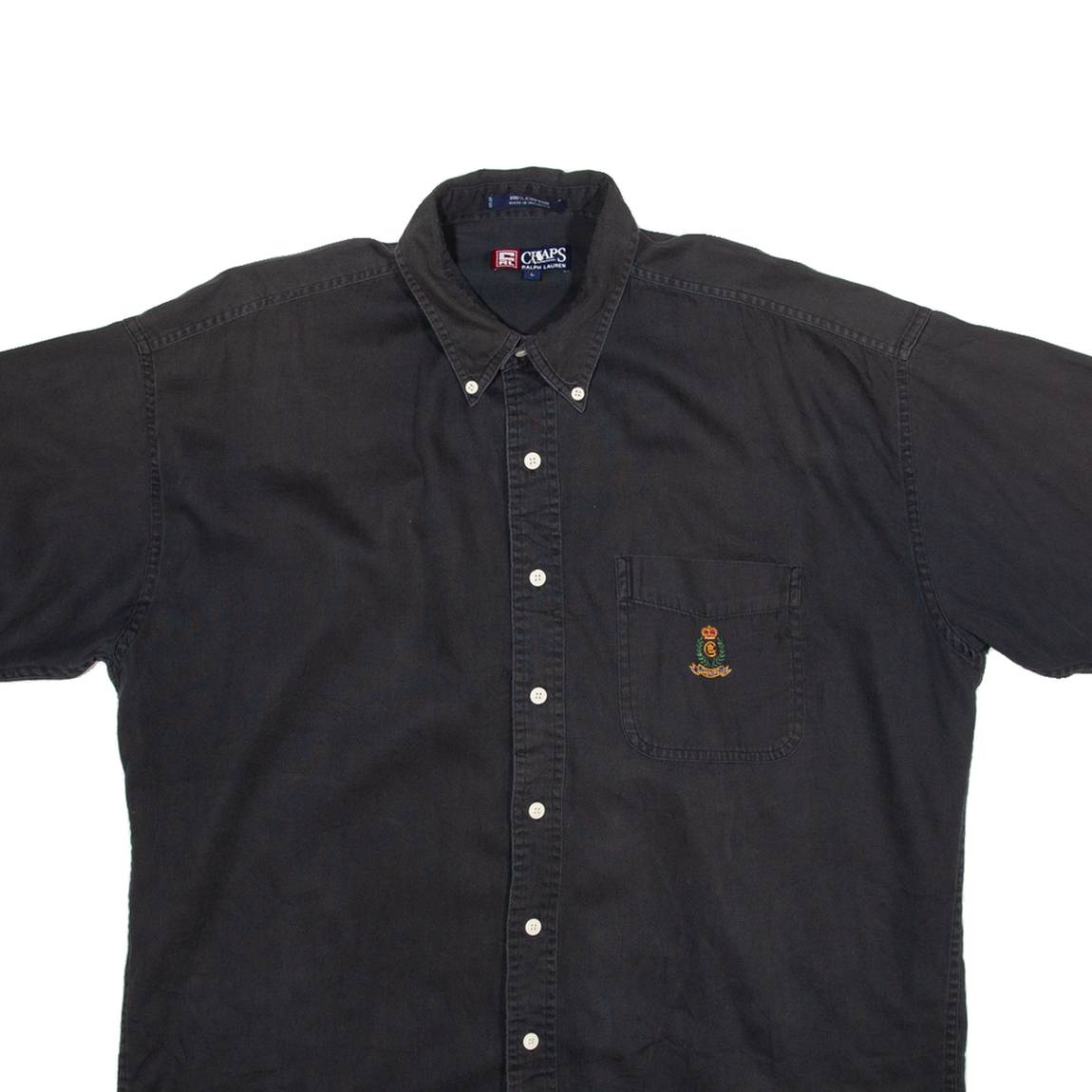 CHAPS Mens Plain Shirt Black L