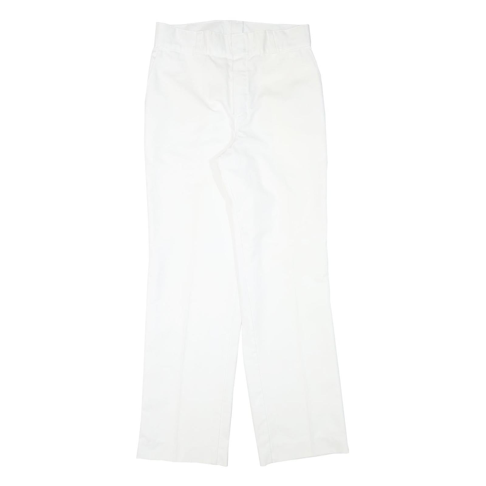 DICKIES Mens Cotton Blend White Regular Straight Trousers W30 L30 Workwear Zip