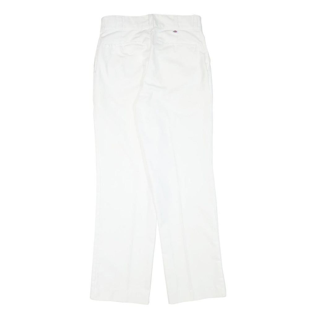 DICKIES Mens Cotton Blend White Regular Straight Trousers W30 L30 Workwear Zip