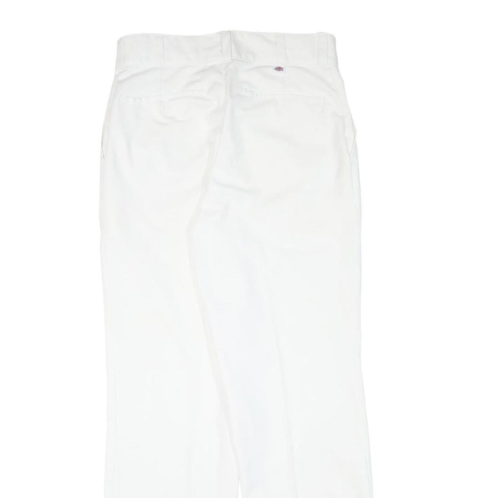 DICKIES Mens Cotton Blend White Regular Straight Trousers W30 L30 Workwear Zip