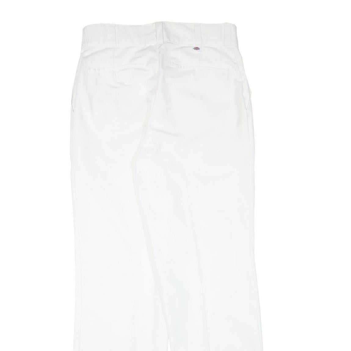 DICKIES Mens Cotton Blend White Regular Straight Trousers W30 L30 Workwear Zip