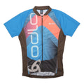 ODLO Mens Blue & Brown Graphic Modern T-Shirt M Short Sleeve Zip Front