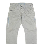 TIMEZONE Mens Jeans Beige Regular Straight Cotton Blend W36 L35 Zipper Pockets