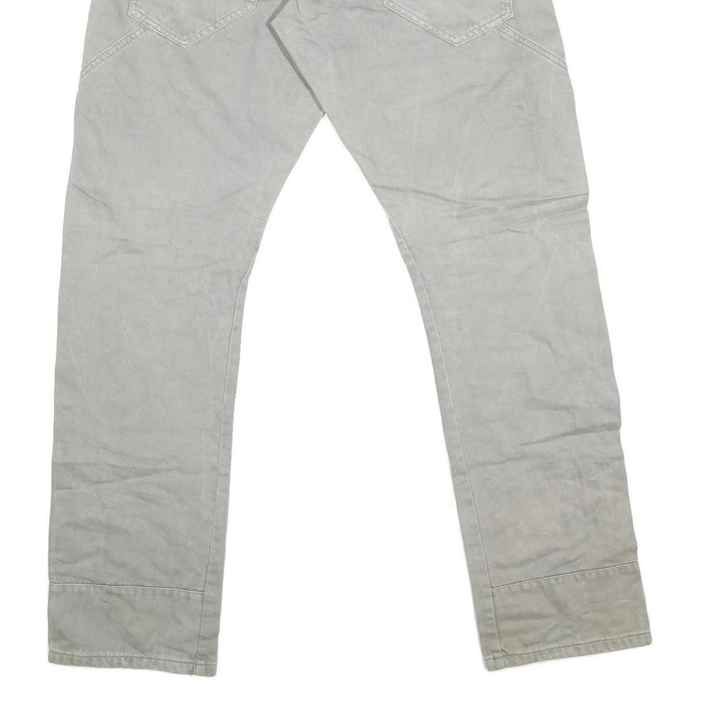 TIMEZONE Mens Jeans Beige Regular Straight Cotton Blend W36 L35 Zipper Pockets