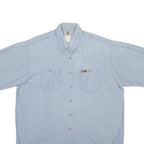 CARHARTT Mens Blue Cotton Blend Short Sleeve Shirt XL Button Pocket Workwear