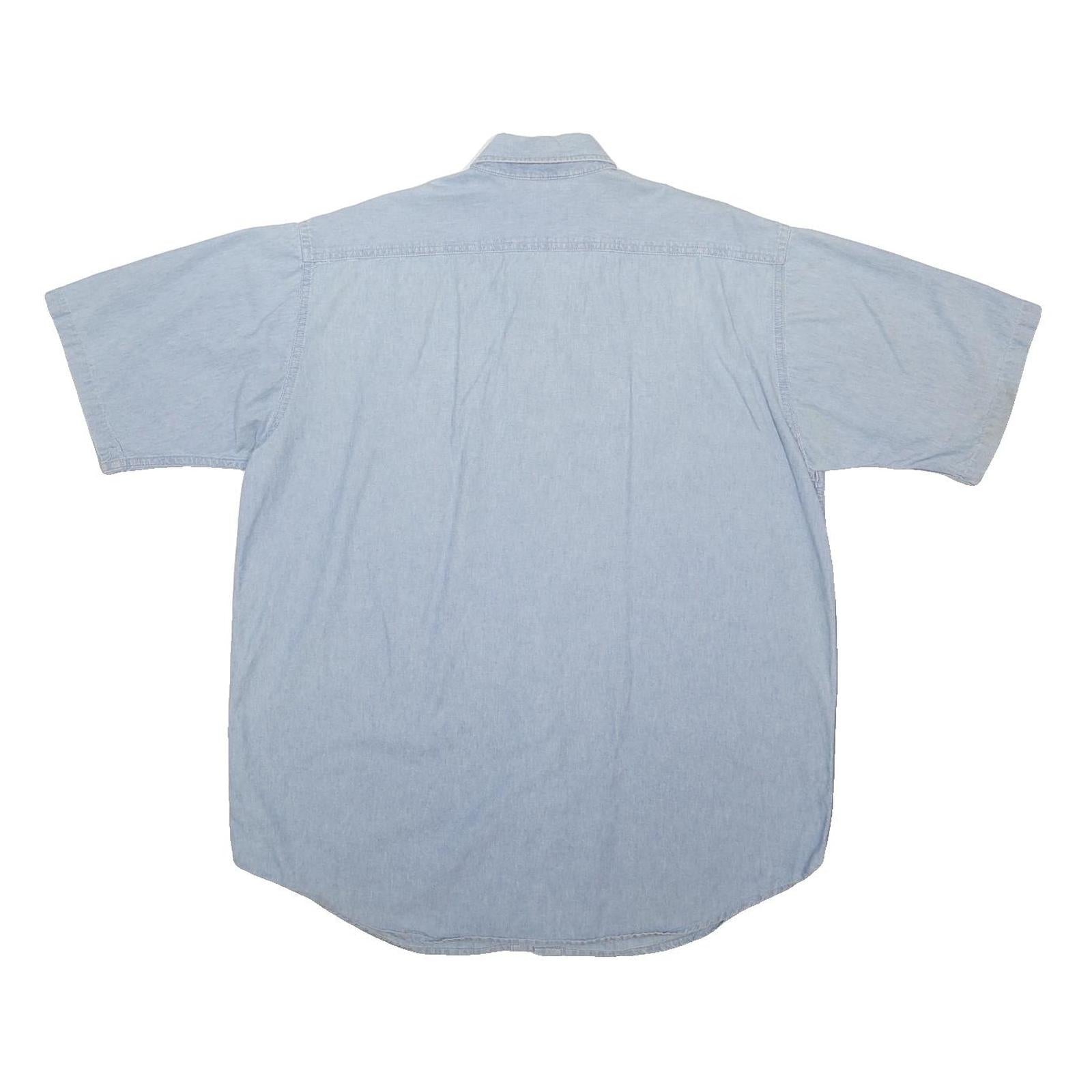 CARHARTT Mens Blue Cotton Blend Short Sleeve Shirt XL Button Pocket Workwear
