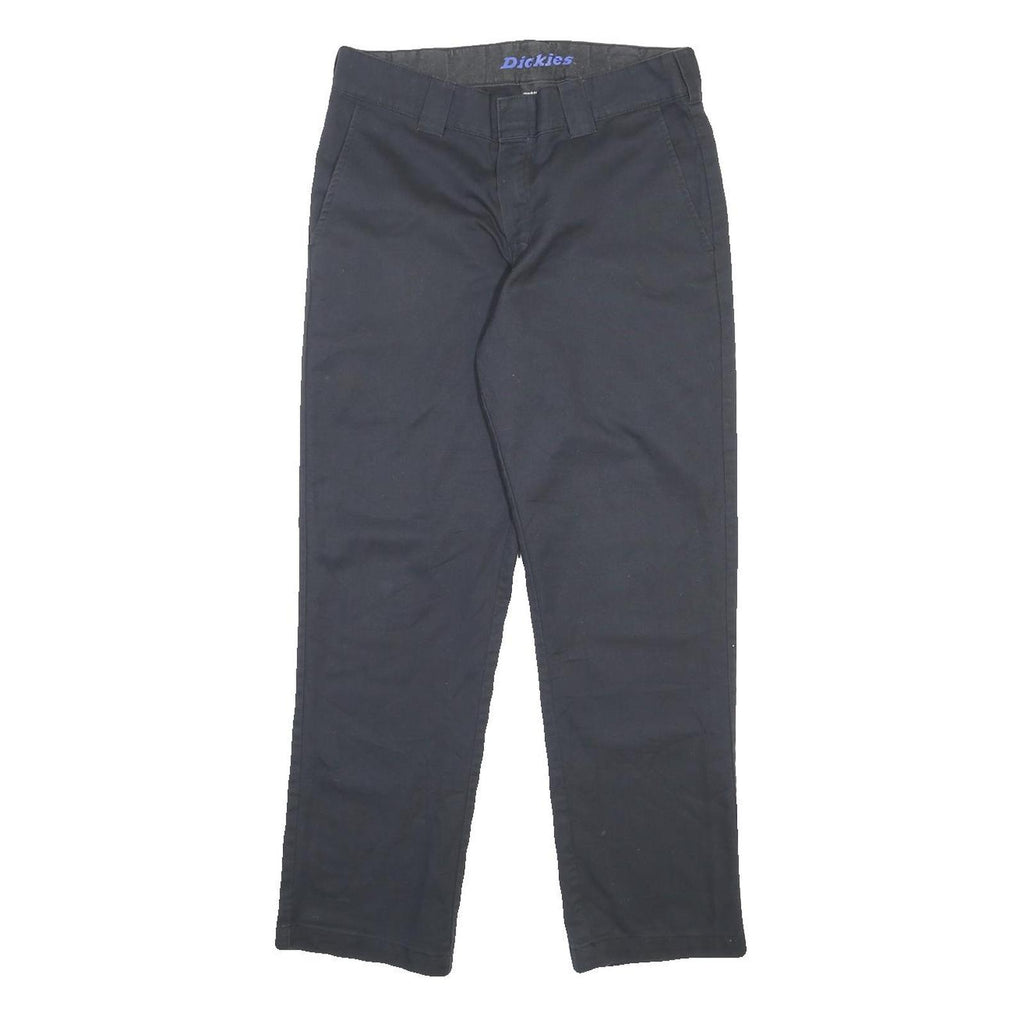 DICKIES Mens Cotton Blend Black Regular Straight Trousers W32 L30 Workwear Zip