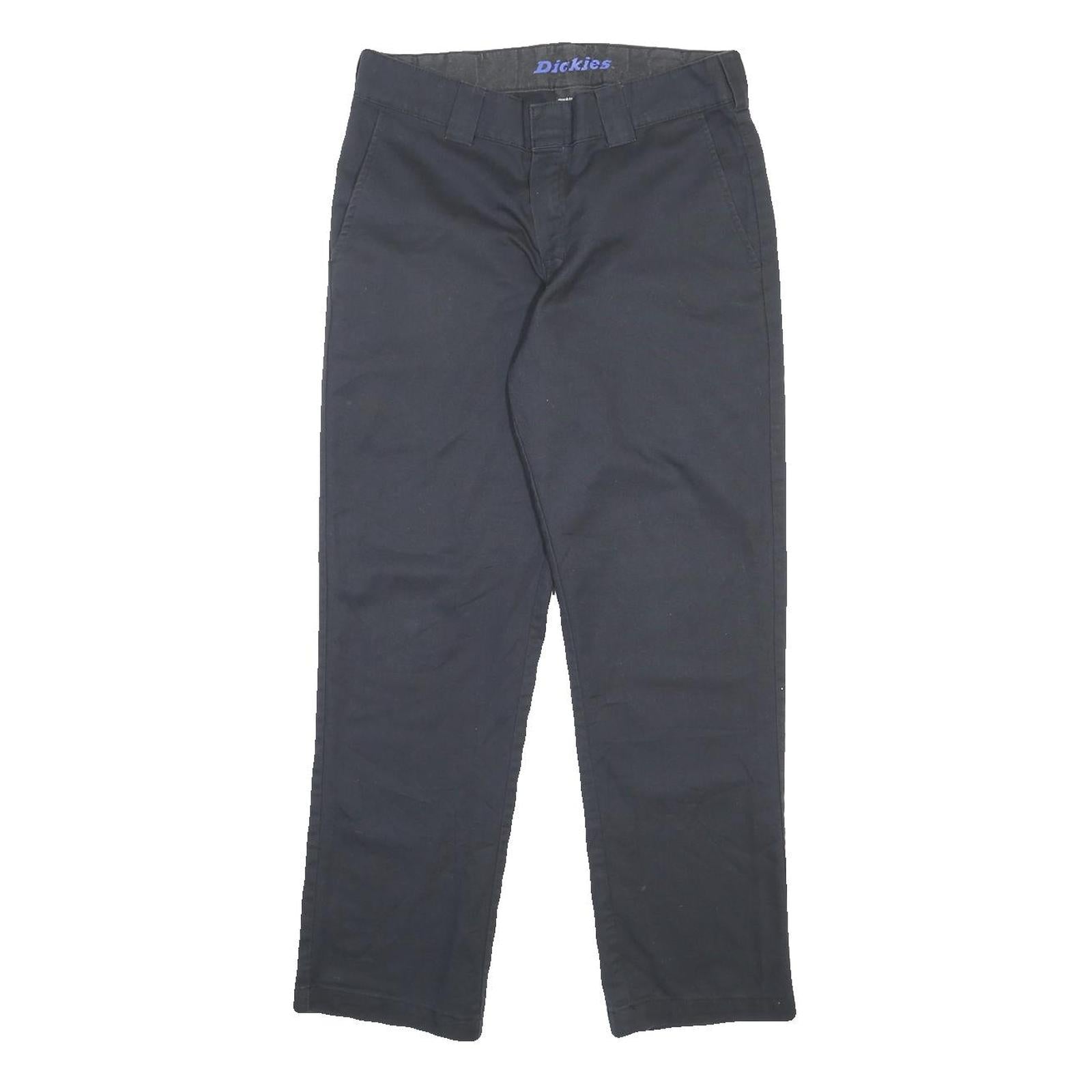 DICKIES Mens Cotton Blend Black Regular Straight Trousers W32 L30 Workwear Zip