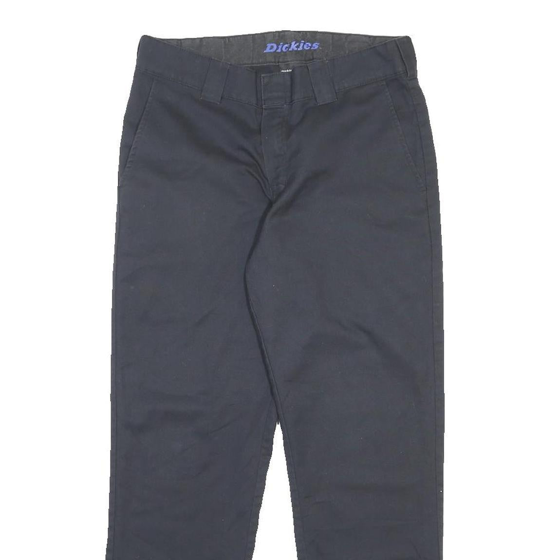 DICKIES Mens Cotton Blend Black Regular Straight Trousers W32 L30 Workwear Zip