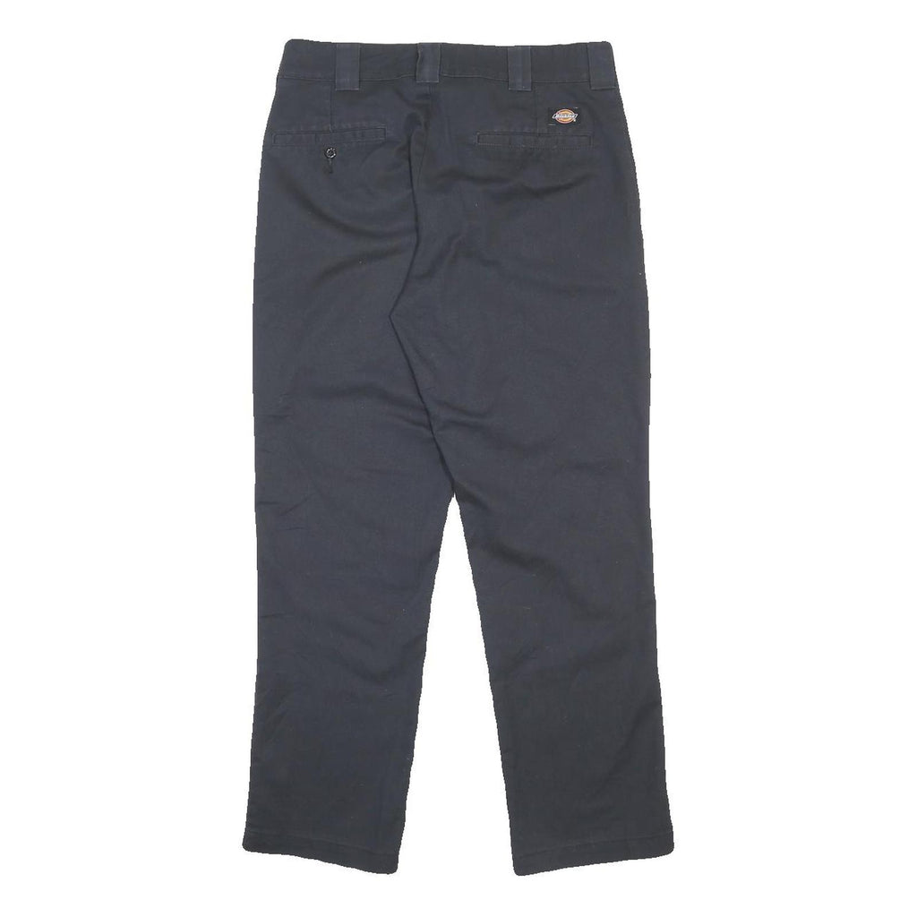 DICKIES Mens Cotton Blend Black Regular Straight Trousers W32 L30 Workwear Zip