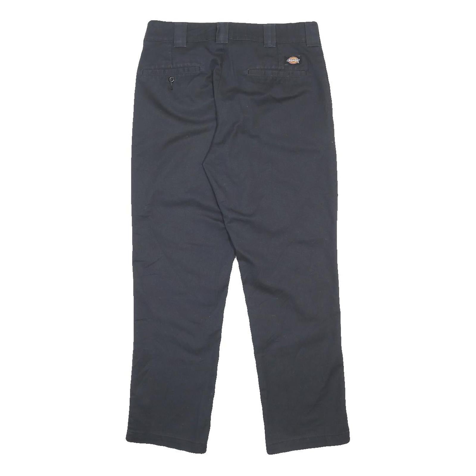 DICKIES Mens Cotton Blend Black Regular Straight Trousers W32 L30 Workwear Zip