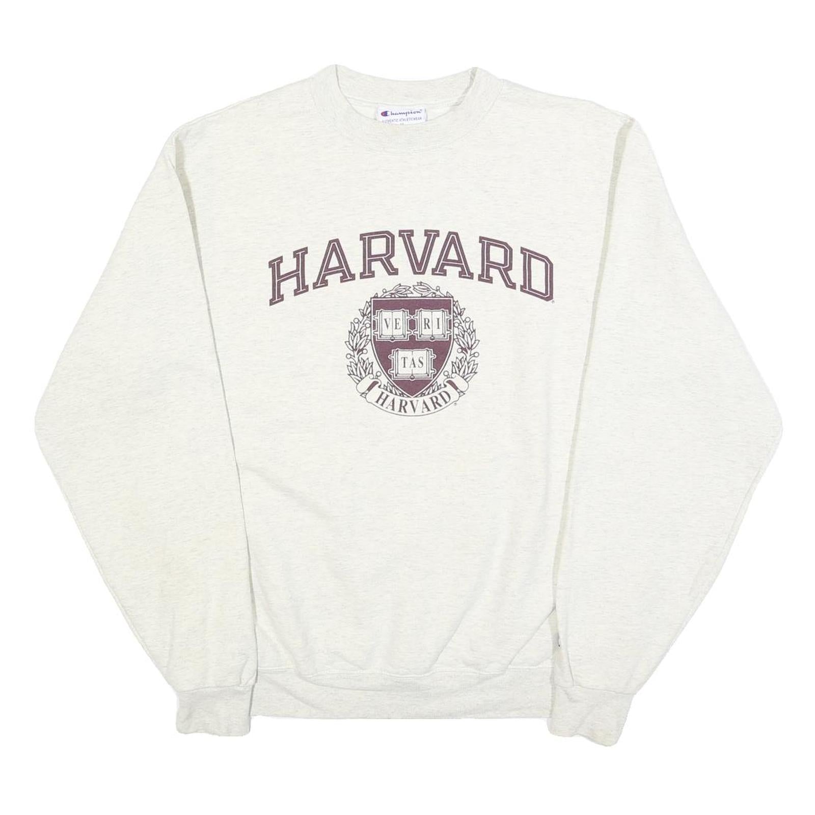 CHAMPION Mens Cream Harvard Crew Neck M College Logo Cotton Sweatshirt