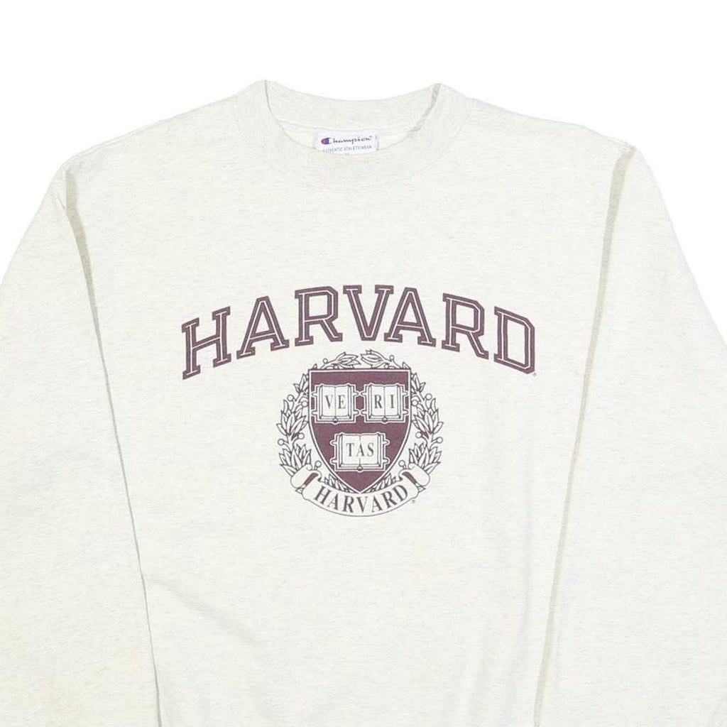 CHAMPION Mens Cream Harvard Crew Neck M College Logo Cotton Sweatshirt