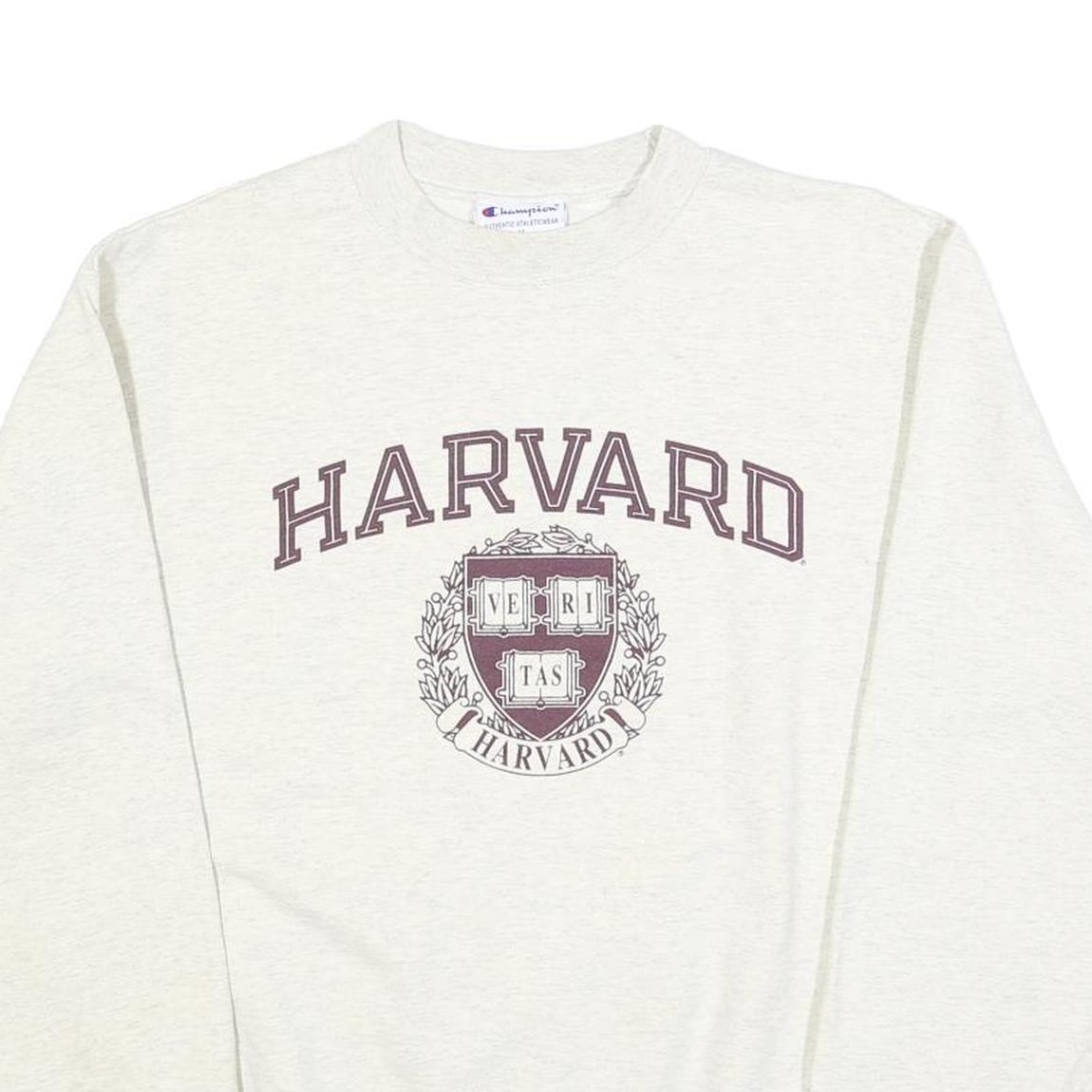 CHAMPION Mens Cream Harvard Crew Neck M College Logo Cotton Sweatshirt