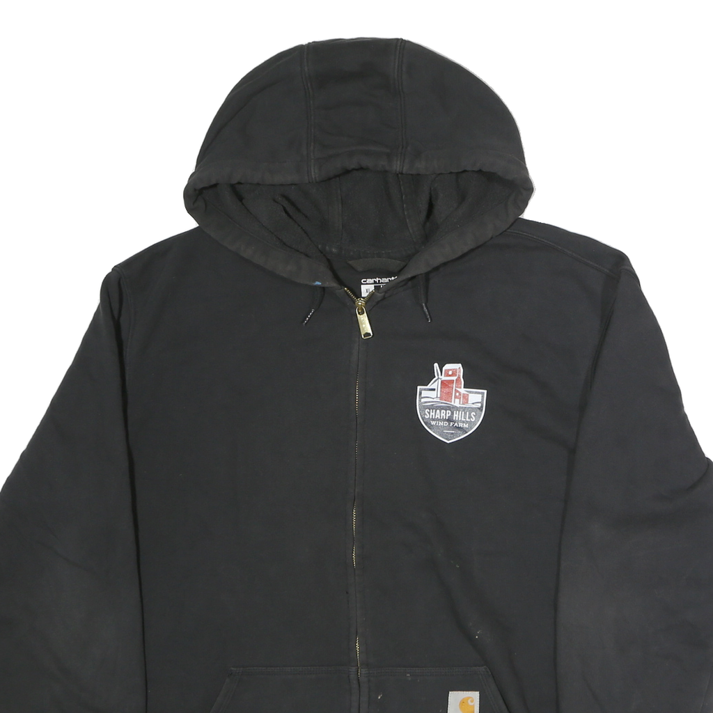 CARHARTT Mens Black Sharp Hills Zip Hoodie XL Boreal Construction Logo Workwear