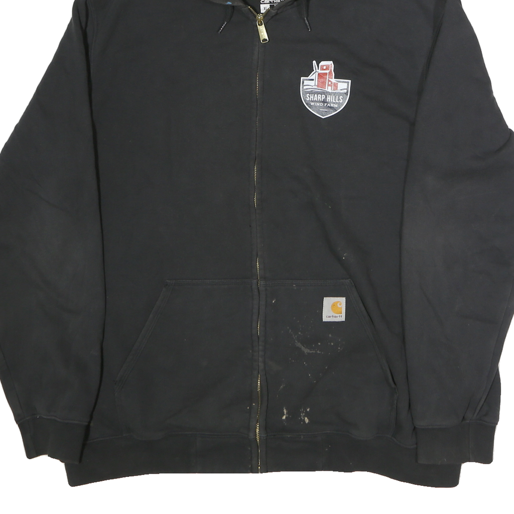 CARHARTT Mens Black Sharp Hills Zip Hoodie XL Boreal Construction Logo Workwear
