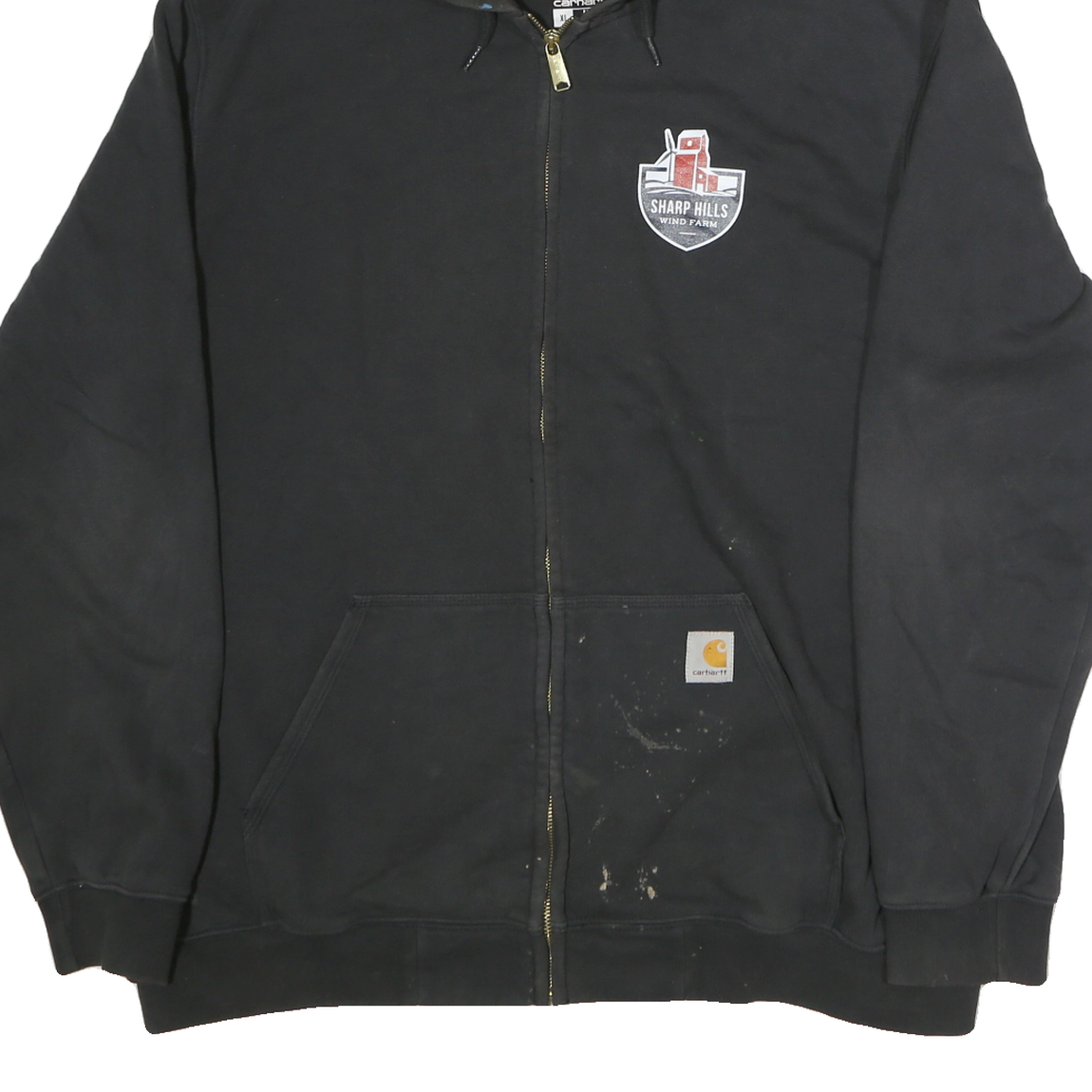 CARHARTT Mens Black Sharp Hills Zip Hoodie XL Boreal Construction Logo Workwear