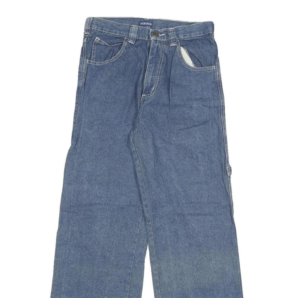 OKANAGAN Womens Jeans Blue Relaxed Wide-Leg Denim Medium W23 L30 Casual Pocket
