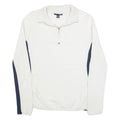 TOMMY HILFIGER Womens Jumper White 1/4 Zip Tight Knit S