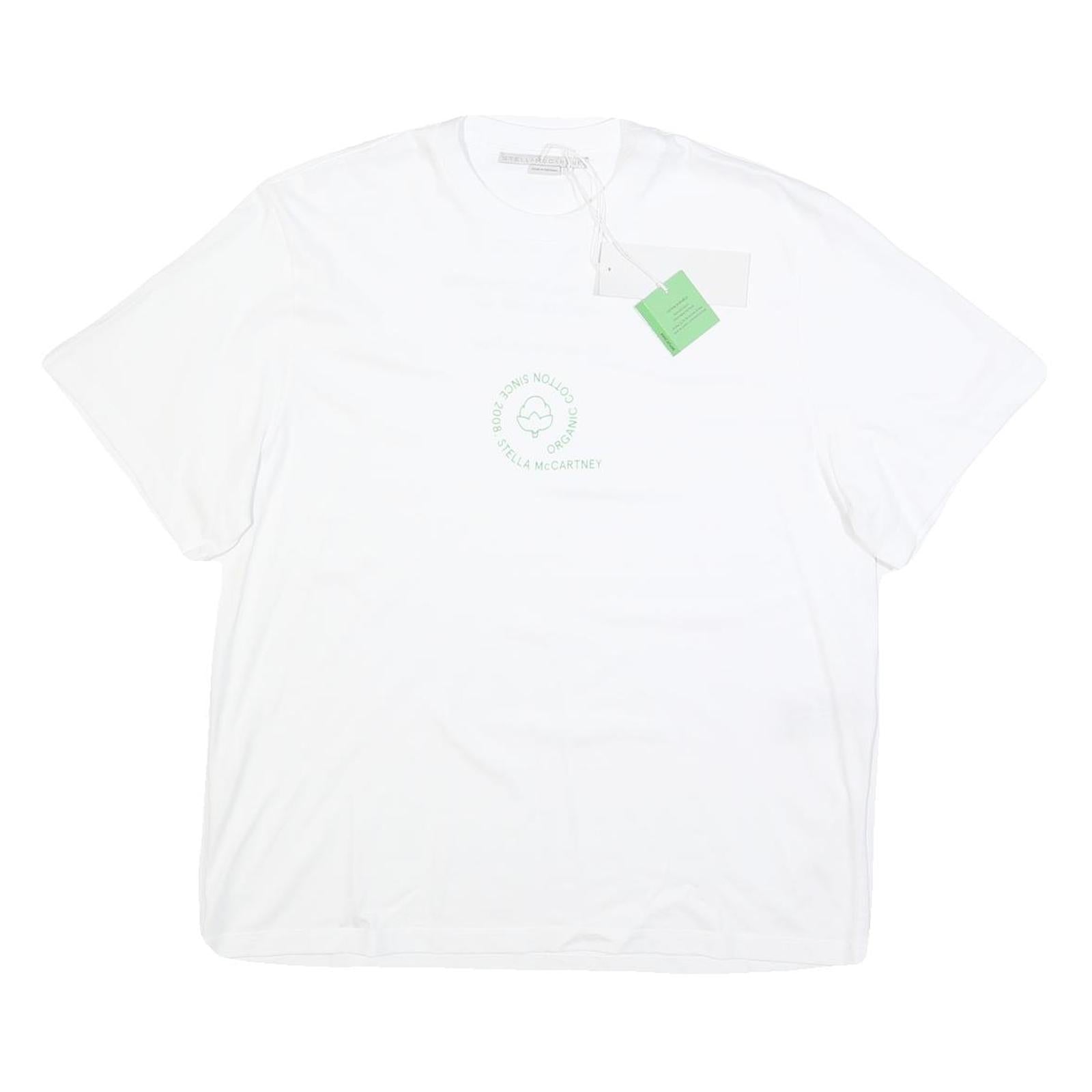 STELLA MCCARTNEY Womens White Organic Cotton Blend T-Shirt XS Short Sleeve Crew