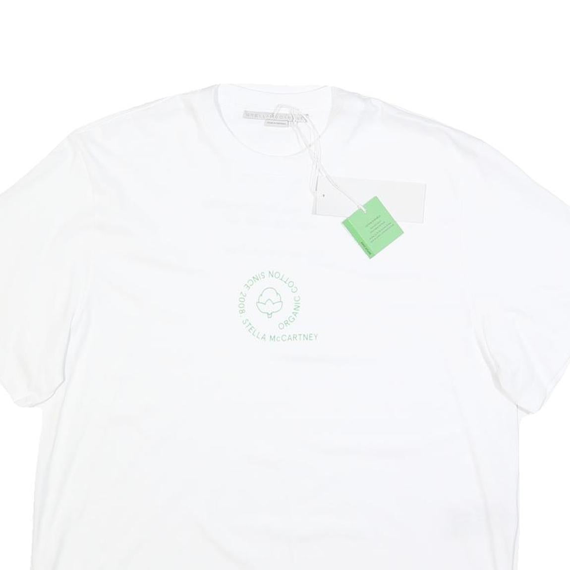 STELLA MCCARTNEY Womens White Organic Cotton Blend T-Shirt XS Short Sleeve Crew