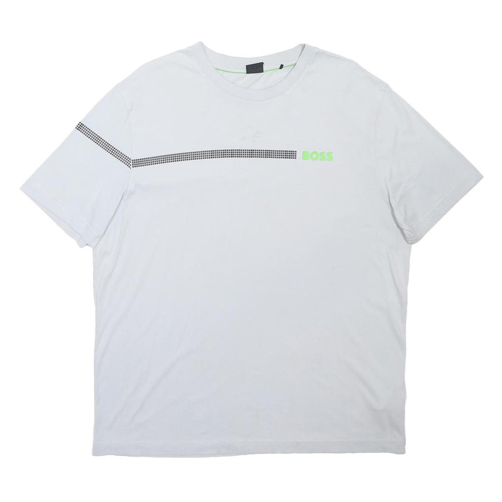 BOSS Mens White T-Shirt XL Short Sleeve Crew Neck Graphic Print