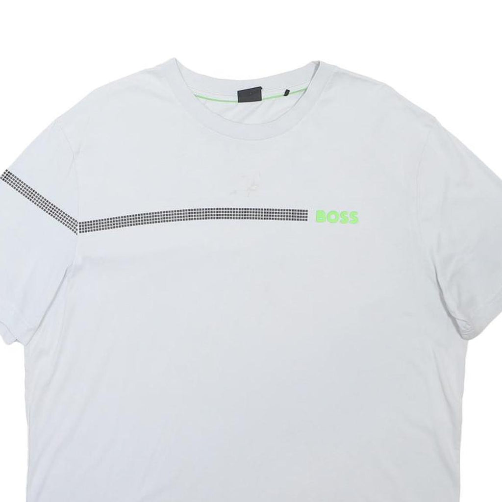 BOSS Mens White T-Shirt XL Short Sleeve Crew Neck Graphic Print