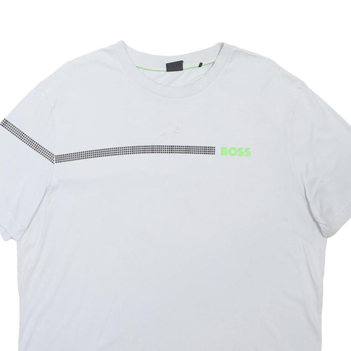 BOSS Mens White T-Shirt XL Short Sleeve Crew Neck Graphic Print