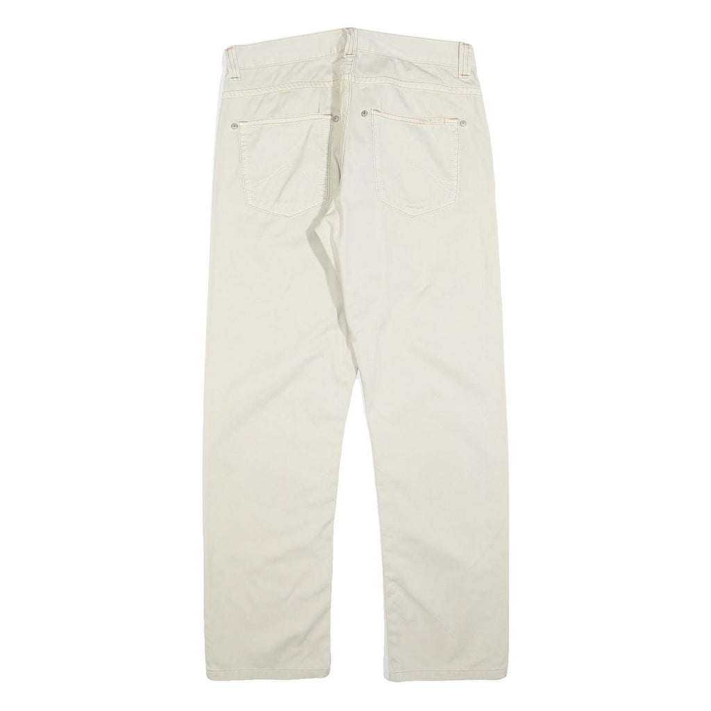 GRIGIO PERLA Mens Cotton Blend Beige Regular Straight Trousers W32 L30 Casual