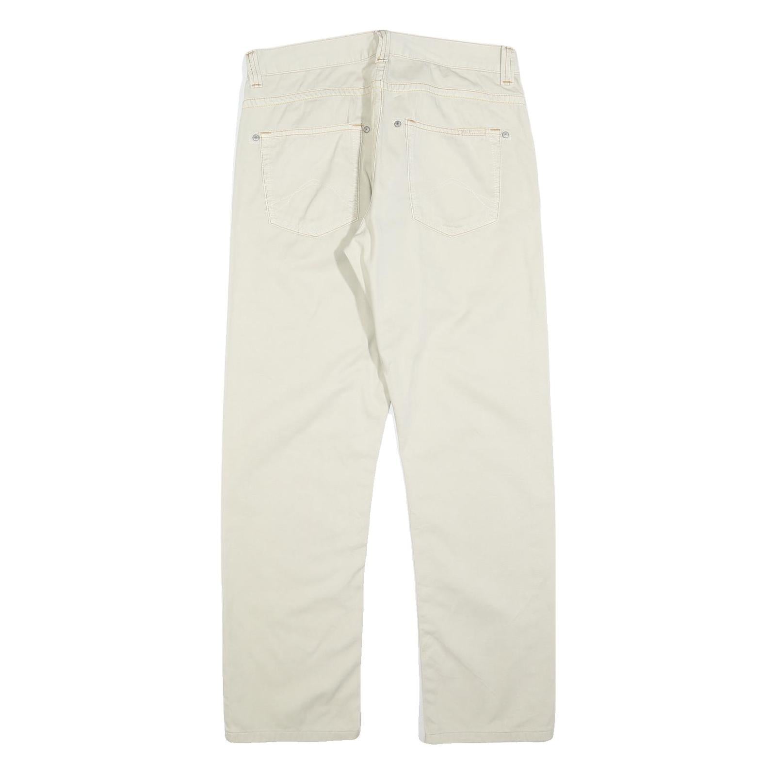 GRIGIO PERLA Mens Cotton Blend Beige Regular Straight Trousers W32 L30 Casual