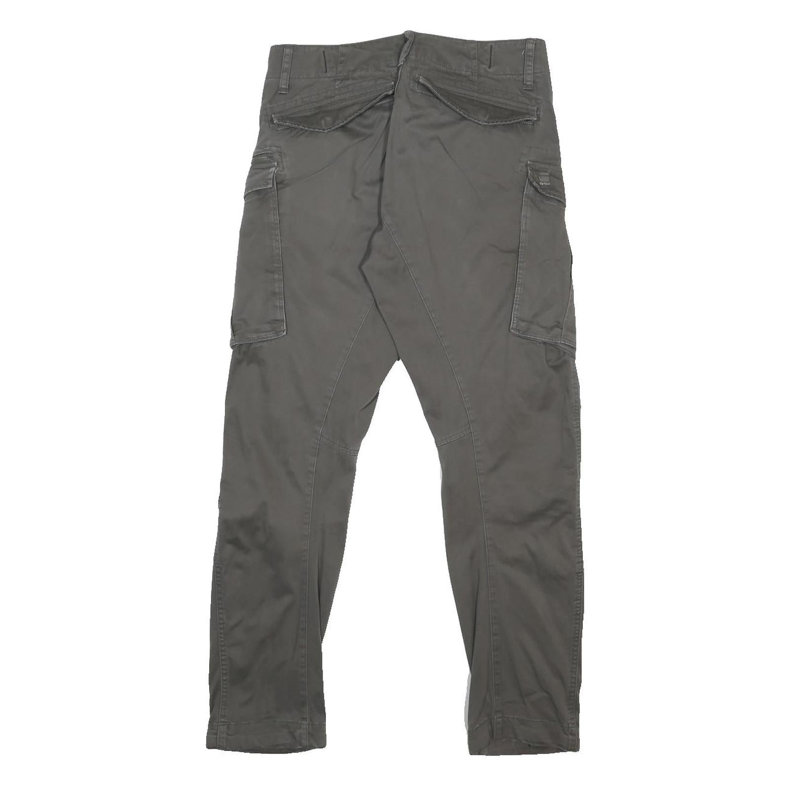 G-STAR Mens Cotton Blend Slim Tapered Grey Cargo Trousers W29 L29 Casual Utility