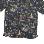 BATICK BAY Mens Black Hawaiian Shirt M Rayon Tropical Print Casual