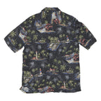 BATICK BAY Mens Black Hawaiian Shirt M Rayon Tropical Print Casual
