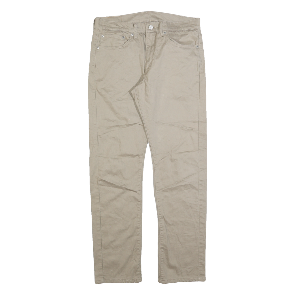 LEVI'S Mens Cotton Beige Regular Straight Trousers W32 L32 Classic Zip Casual