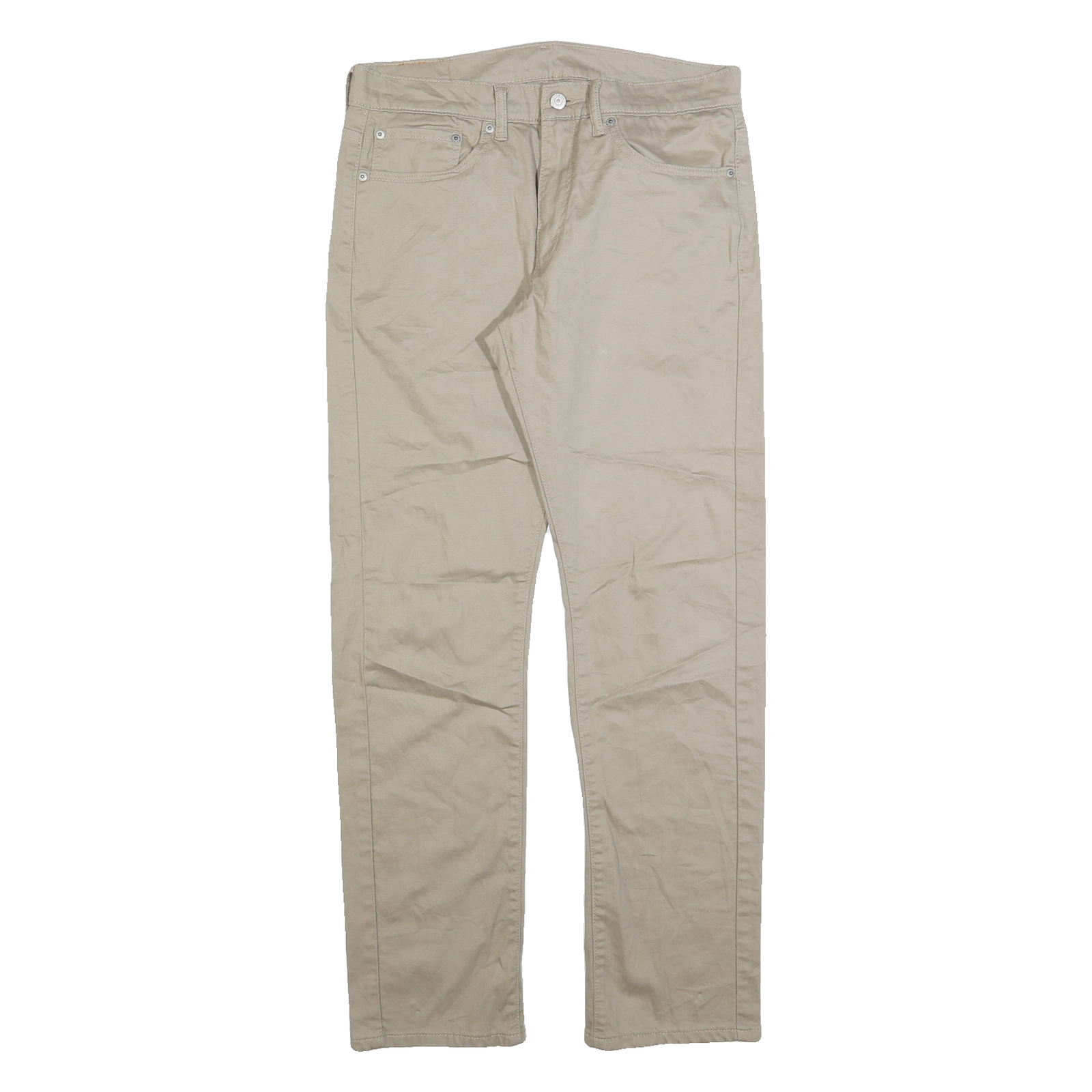 LEVI'S Mens Cotton Beige Regular Straight Trousers W32 L32 Classic Zip Casual