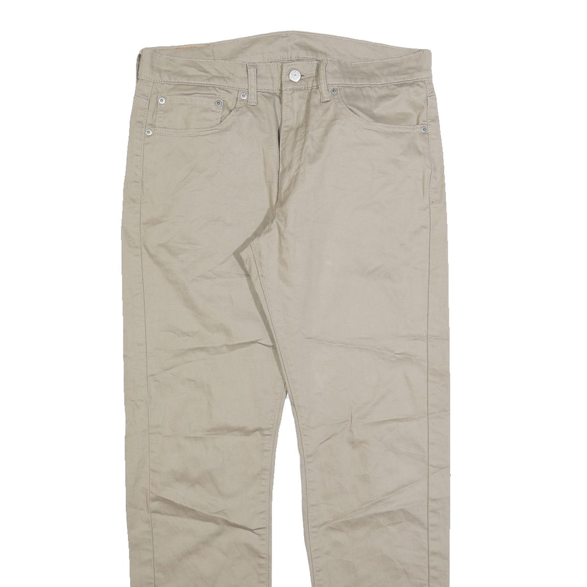 LEVI'S Mens Cotton Beige Regular Straight Trousers W32 L32 Classic Zip Casual