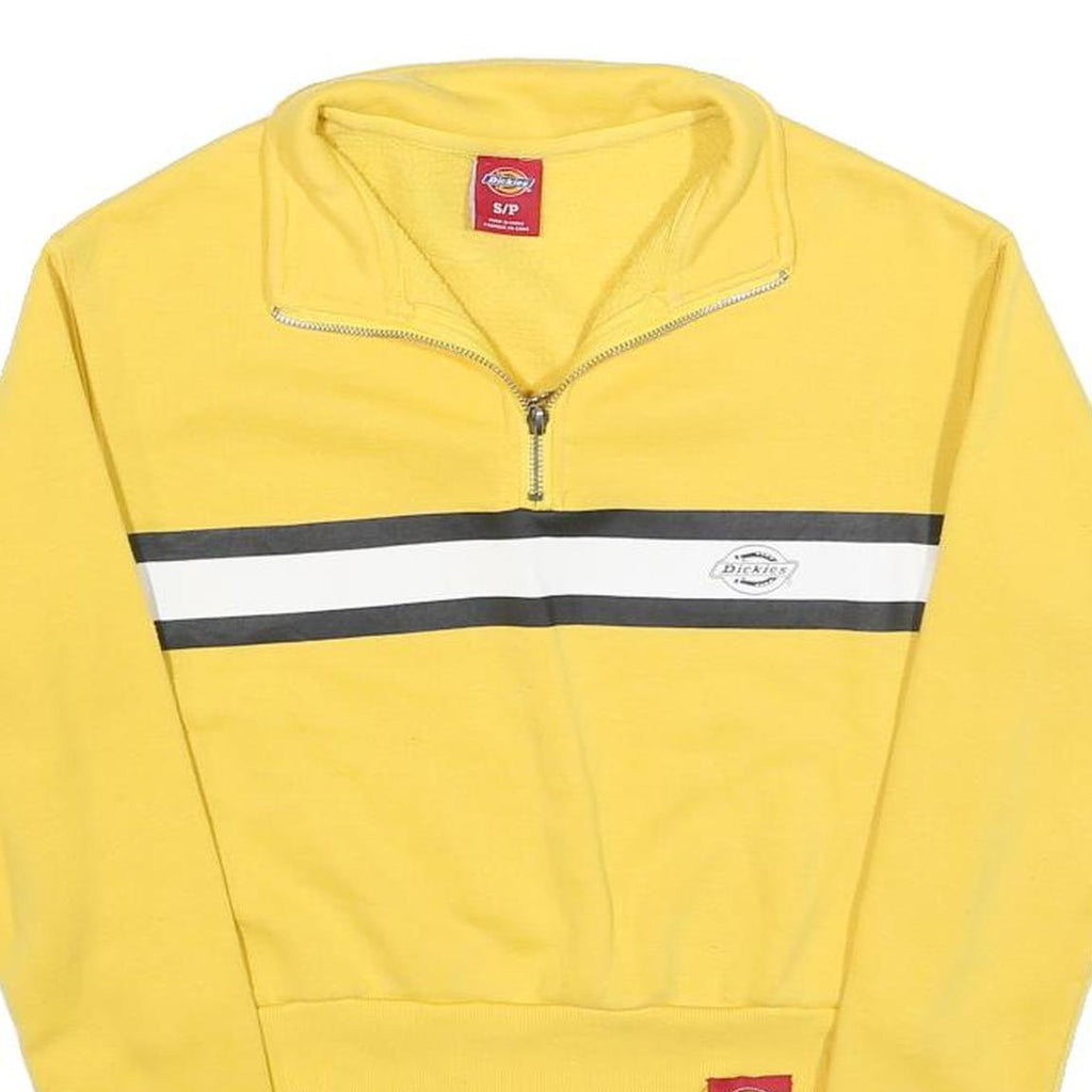 DICKIES Womens Yellow 1/4 Zip S Sweatshirt Cotton Blend Casual Half Zip