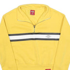 DICKIES Womens Yellow 1/4 Zip S Sweatshirt Cotton Blend Casual Half Zip