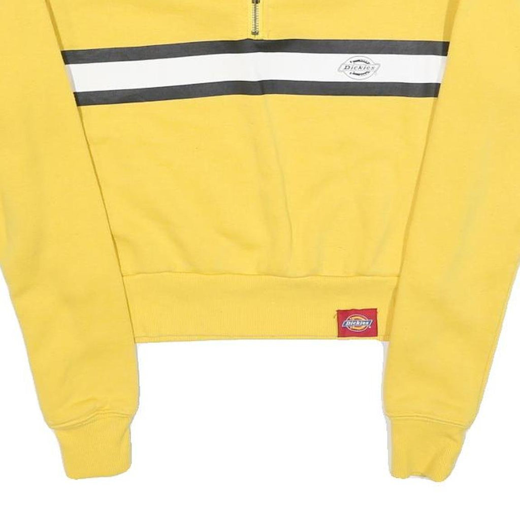 DICKIES Womens Yellow 1/4 Zip S Sweatshirt Cotton Blend Casual Half Zip