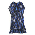 MONSOON Womens Blue Black Abstract Print Day Dress Polyester Blend Long Sleeve L