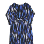 MONSOON Womens Blue Black Abstract Print Day Dress Polyester Blend Long Sleeve L